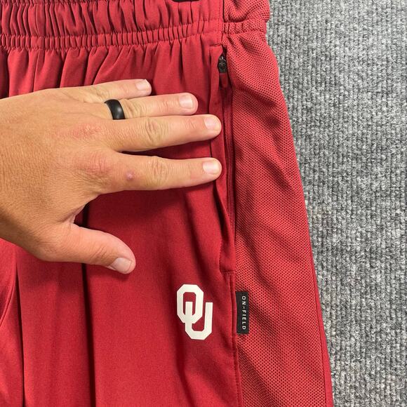 Nike Dri-Fit On Field Oklahoma OU Track Pants Men's M Red/White Zip Leg/Pocket - Picture 4 of 13